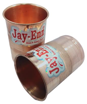Vasos de cobre auténticos Juego de 2 piezas artesanales para agua fresca 2