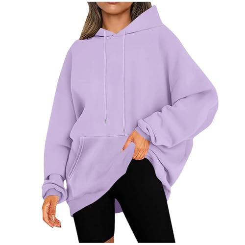 KOG Hoodie Damen Baumwolle Sweatshirt mit Kapuze Einfarbig Kapuzenpullover...