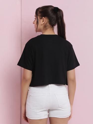 Image of Li'l Tomatoes Girls Crop T-Shirt | 100% Cotton | Graphic Printed Summer Top | Soft & Breathable Casual Wear | 7-16 Years