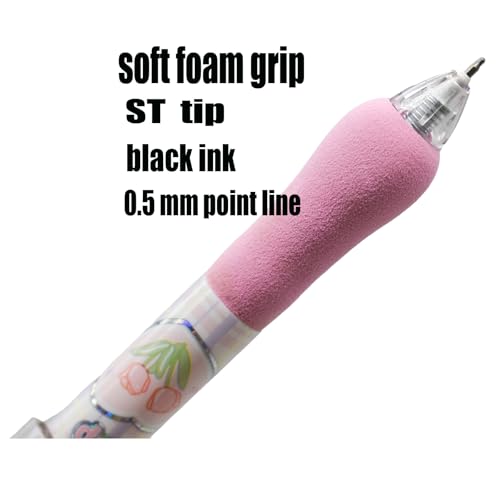 12 bolígrafos Lopenle flor morada retráctil tinta negra miniatura 2