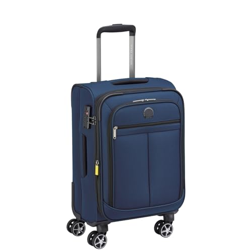 Image of DELSEY PARIS Priscilla 55 CM Small Polyester 8 Wheels Blue Expandable Carry-on Softside with Global Warranty 2 Years Trolley Bag /Suitcase /Lugguage