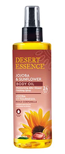 Desert Essence Jojoba & Sunflower Body Oil - 8.28 Fl Ounce - Provides 24 Hour Moisture - Vitamin Enriched Shea Butter - Vitamin E - After Shower Finishing Spray - Rich Blend - Apricot Oil