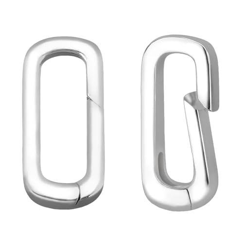 AHANDMAKER - AHANDMAKER 2Pcs 925 Sterling Silver Spring Gate Rings, 13.5mm Long Rectangular Spring Bail Connector Clasp, Necklace Bracelet Extender Clasps, Spring Rings Connector for DIY Crafts Jewelry Making