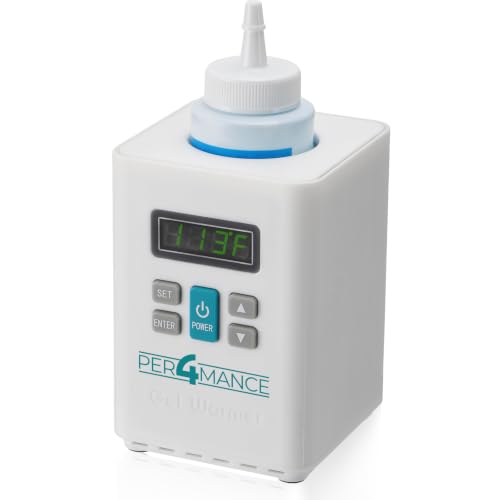 PER4MANCE Electric Single-Bottle Gel Warmer, Adjustable Temperature (93-113℉) &amp; Overtemperature Alarm, Inverted Gel Bottle Slot to Enhanced User Comfort