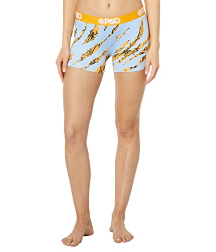Psd Women's Sr Tiger Scratch Boy Shorts, Yellow, L #TOP24