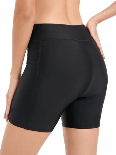 Womens Tummy Control Swim Shorts Cross Waist Bathing Suit Bottoms Pocket Swimming Shorts with Liner Swimsuit2