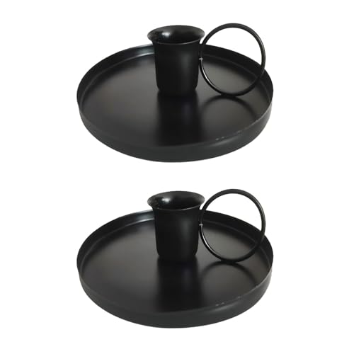 Image of 2Pcs Iron Candle Holders, Retro Single Head Metal Stand for Taper Candles, Decorative Centrepieces for Halloween Christmas Wedding Valentine or Party Table Décor