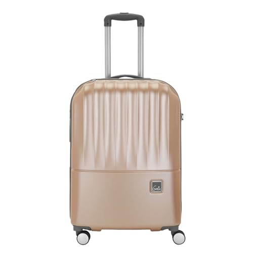 Image of Genie by Safari Palm 55 Cm Cabin Trolley Bag Hard Case Carry-on Polycarbonate 8 Wheels 360 Degree Wheeling Luggage, Suitcase for Travel, Trolley Bags for Travel, Gold