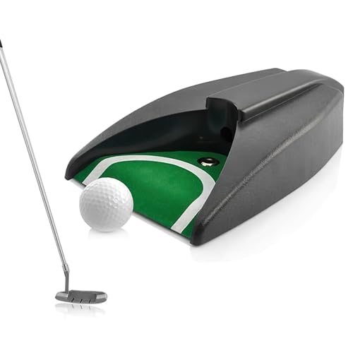 Entraîneur de putting de golf automatique portable avec retour de balle et 5 tees pour le bureau