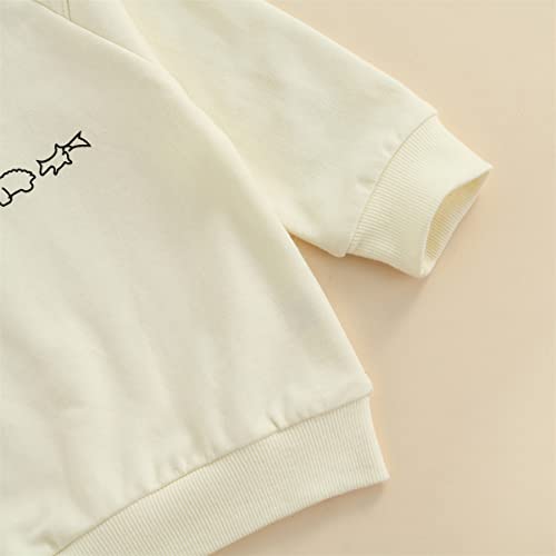 Toddler Baby Crewneck Sweatshirt Girl Boy Fall Long Sleeve Rainbow Floral Polka Dot Cartoon Dinosaur Print Pullover Hoodie Sweater Outfit (Dinosaur Apricot,6-12 Months) #TOP6