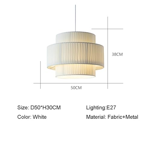 Lustre LED moderne suspension chambre déco loft tissu blanc