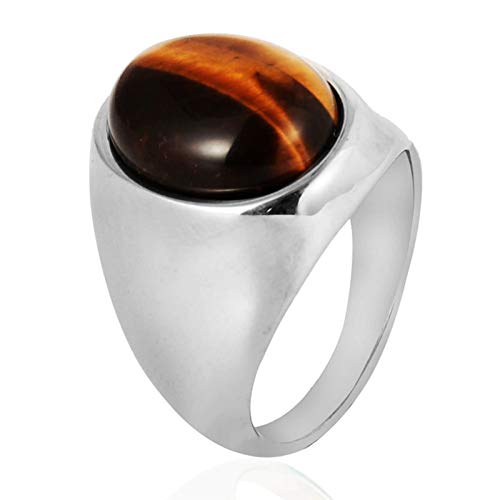 Blisfille Joyería Anillos Bisuteria Mujer Anillos Acero Pareja Anillo de Creado Ojo de Tigre Anillos Hombre Plata Talla 20 Cover