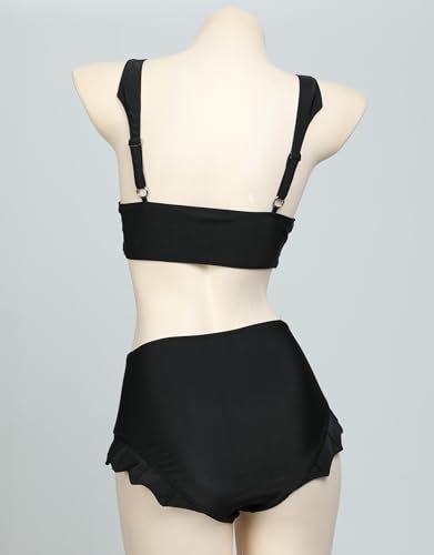 MEOWCOS Women's Bikini Sets Gothic Bathing Suit Flocked Spider Web Two Piece Swimsuit Set3