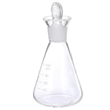 Mobestech 100ml Borosilicate Glass Conical Flask with Plug Narrow-Mouth Laboratory Flask for Chemistry Experiment School and Industrial Use