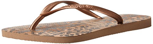 Havaianas Women's Slim Animal Flip Flop Sandal, Rose Gold/Dark Copper 41/42 BR (11-12 M US)