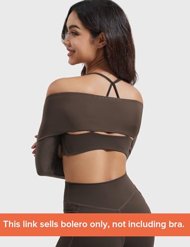 Image of YEOREO Women Crop Top Long Sleeve Bolero Open Front Workout Cropped Shirts Sports Shrug
