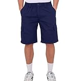 LABEL APPAREL Plus Size Mens Cargo Combat Shorts Casual Cotton Elasticated Waist Regular Fit Cargo Short Big Size Workwear Half Pants 4XL-6XL, Navy 5XL