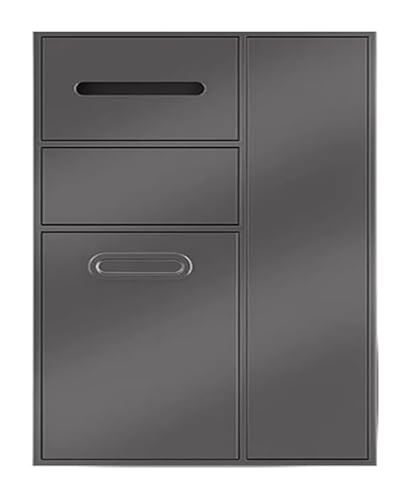 Contenedor de basura con tapa abatible for encimera, nicho for inodoro, for baño, organizador estante empotrado for ducha, impermeable acero inoxidable cubo(Gray,40x86x14cm)