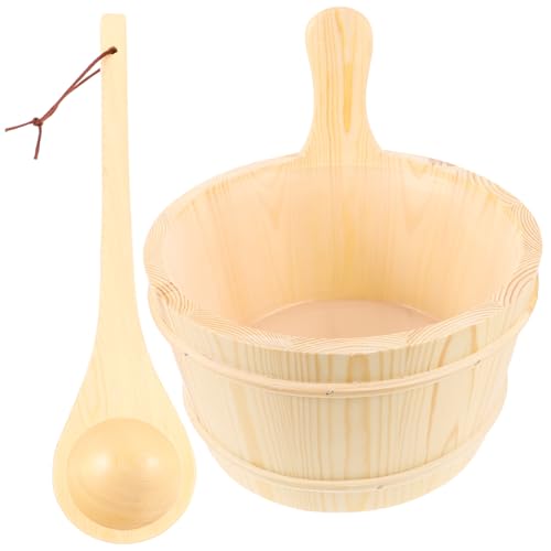 Abaodam Wooden Barrel Sauna Accessory Set Capacity Bath Tool with Single Handle for Home Sauna Room Durable and Chic Design for Relaxation
