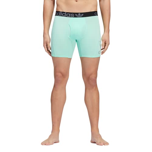 Adidas Originals Men's Trefoil Athletic Comfort Fit Boxer Brief Underwear (2-Pack), Black/Onix Grey/Pulse Mint Green, Medium #TOP7
