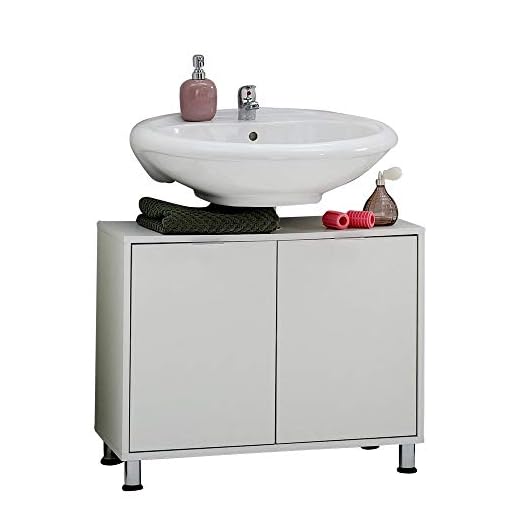 FMD 925-004 Zamora 4 Meuble sous Vasque avec 2 Portes Panneaux Mélaminiques Blanc 70 x 56,5 x 33 cm