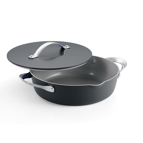 Tramontina Fiora 4.25-Quart Multipurpose Ceramic Non Stick Cooking Pan with Lid, Gray