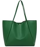 Dreubea Large Leather Tote Bag for Women - Big Work Bag, Spacious Minimalist Handbag, Tote Handbag for Office Green