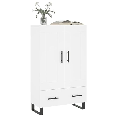 Aparador blanco de 69,5x31x115 cm en madera de ingeniería para almacenamiento elegante de salón 4
