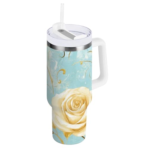 Vaso aislado al vacío con pajita, resistente a fugas, boca ancha, para casa, oficina o coche