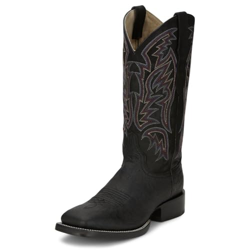 Justin Three Bars Men's Western Cowboy Leather Boots - Durable, Stylish Footwear with Classic Design for Ranch & Outdoor Adventures