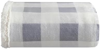Eddie Bauer - Throw Blanket, Brushed Fleece & Plush Sherpa Soft Blanket, Throw Blanket for Couch & Bed (Mountain Plaid Chrome Grey, 50" x 60")
