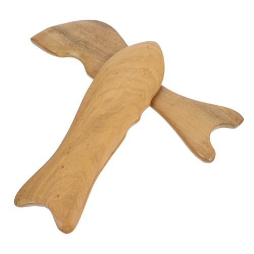 SOPOTUTU 2 piezas Herramientas de Masaje Gua Sha de Madera Forma de Pez para Rostro y Cuerpo Promueven Circulación Sanguínea y Ligeras y Portátiles para Uso Profesional y Personal