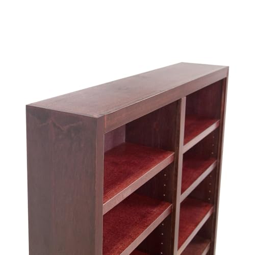 Concepts In Wood 84" Traditional Double Wide Wood Bookcase with 10 Adjustable Shelves & 2 Fixed Shelves, Assembly Required, for Laundry/Bedroom/Kitchen/Garage/Office, in Cherry Finish