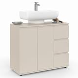 IDMarket TOMI - Mueble bajo lavabo con armario y 3 cajones, color beige