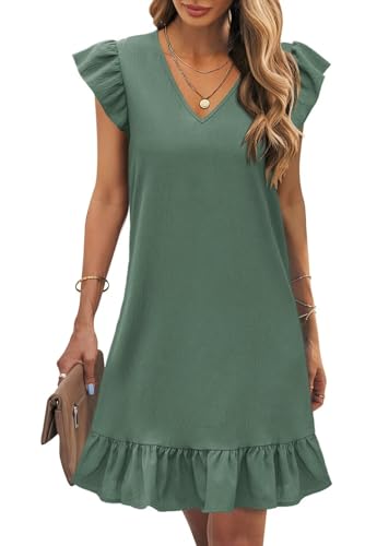 Image of JOCAFIYE Summer Dresses for Women 2026 Cute Cap Sleeve V-Neck Mini Dress