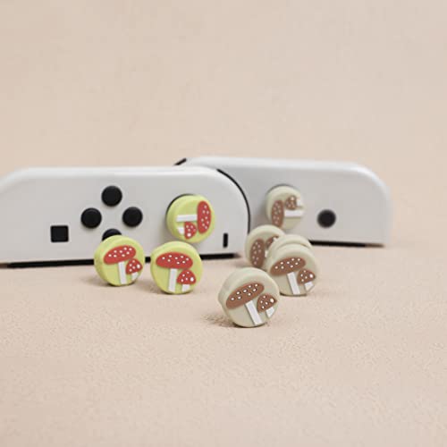 Ocanblu - Cute Mushroom Thumb Grip Caps, Compatible With Nintendo Switch/ Switch Oled/ Switch Lite, Soft Silicone Joystick Caps, 4Pcs #TOP2
