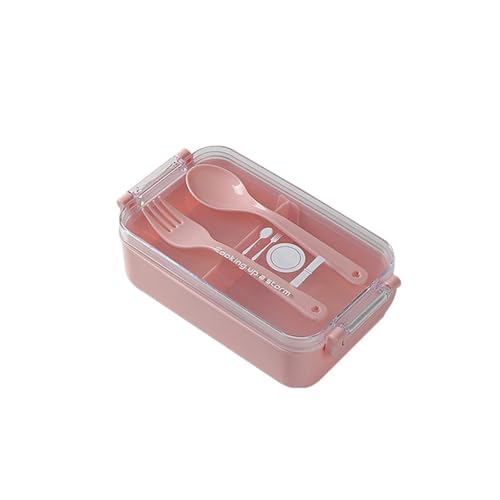 弁当箱 ランチボックス 1段 450ml 大容量 お弁当箱 べんとう箱 おべんとう箱 フルーツボックス 和風 食器付き ?量 仕切付き 電子レンジ対応 冷蔵庫対応 アウトドア キャンプ ピクニック 通勤 ? (ピンク)