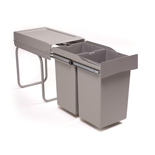 Victory Poubelle encastrable double man Deluxe - 28 l - Gris aluminium - Poubelle à extension complète