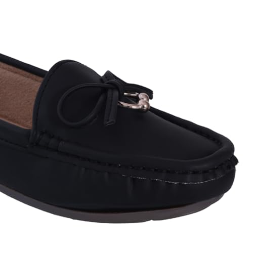 Image of CatBird Women's Flat Shoes for Casual & Office Wear, Bow Detail Slip-On Loafers