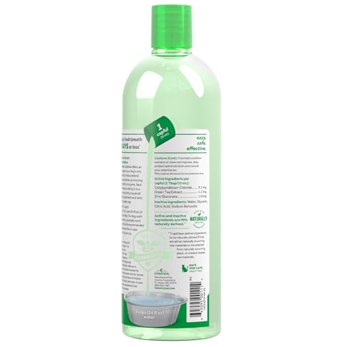 TropiClean Fresh Breath Water Additive for Dogs, Dog Breath Freshener and Teeth Cleaning Solution, No Toothpaste or Toothbrush Required, 33.8oz.