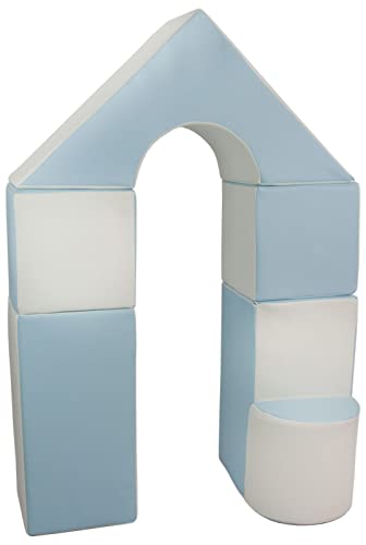 Velinda 6-TLG. Mini-Schloss-Set Gro&szlig;-Softbausteine Schaumstoffbausteine Riesenbausteine (Farbe: wei&szlig;, blau (Pastell))