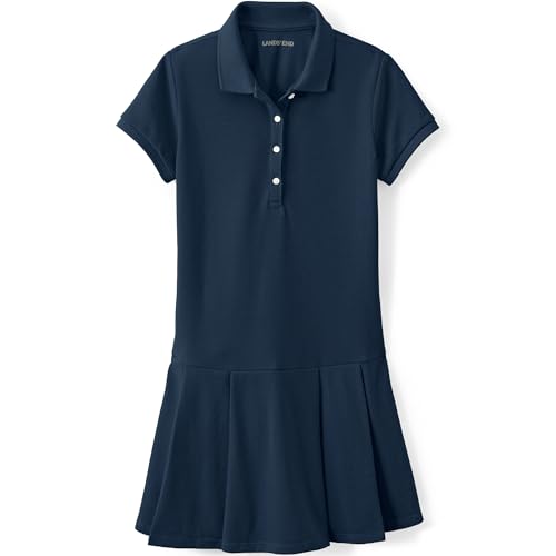 Lands' End School Uniform Girls Short Sleeve Mesh Pleated Polo Dress3