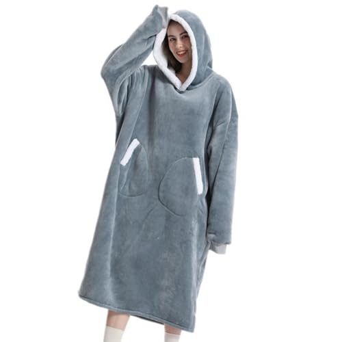 fanelod Manta con capucha,Manta con capucha para sudadera - Sudadera de forro polar con capucha de gran tamaño para adultos,Manta de peluche para clima frío, ropa acogedora, bata cálida para ver