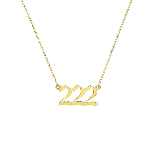 MIONZA 14K Solid Gold or Gold Plated Angel Number Necklace,