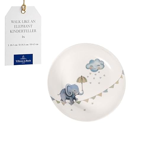 Villeroy & Boch - Boho kids "Walk like an elephant" Głęboki talerz dla dzieci, Głęboki talerz dla dzieci, Talerz porcelanowy, Talerz z zupą, Talerz do makaronu, Ø 18,5 cm, Można myć w zmywarce, Nadaje się do kuchenki mikrofalowej, Wielokolorowy