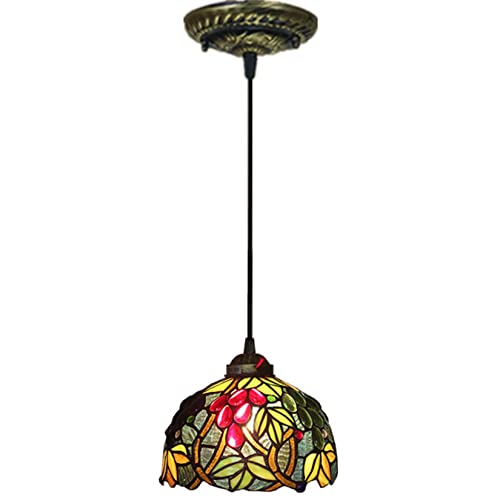 Lustre de cuisine îlot vintage avec 3 suspensions en verre raisins verts