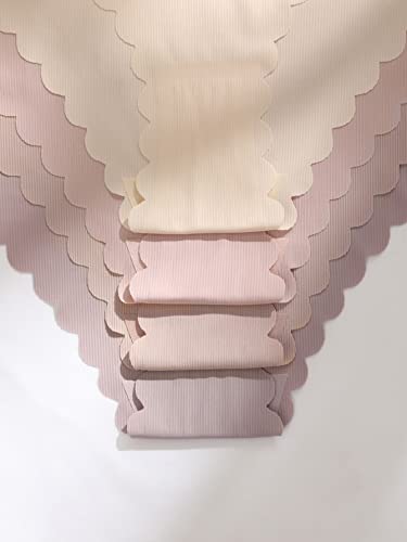 Shenhe Women's 6 Piece No Show Seamless Underwear Scallop Trim Mid Rise Panties Multicolor Beige L #TOP4