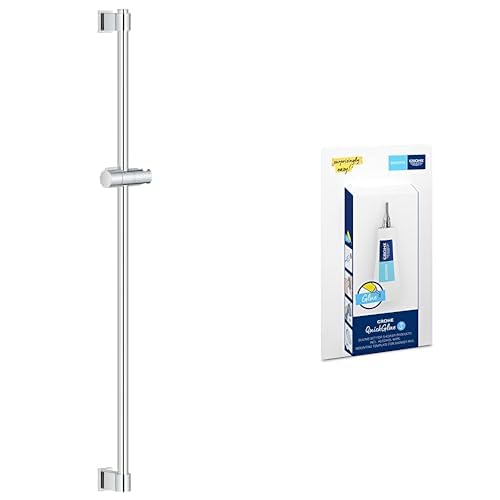 Grohe Vitalio - Brausestange 90cm + Kleber (oberes Befestigungselement verstellbar, mit Gleiter & Gelenkstück, langlebig), chrom