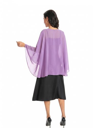 Image of Baoqiya Chiffon Capes Sheer Capelets Long Cape Poncho For Women Plus Size