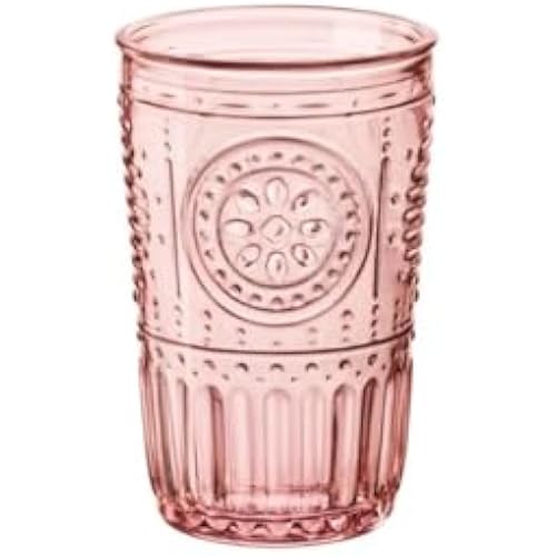 Bormioli Rocco Romantic Set Of 4 Tumbler Glasses, 11.5 Oz. Colored Crystal Glass, Cotton Candy Pink, Made In Italy.